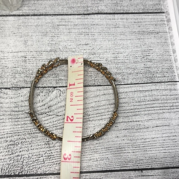 Vintage mixed metal gold/silver tone glam bangle bracelet small wrist - Picture 4 of 5